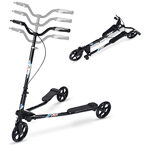 W-SP03 3 Wheel Foldable Swing Scooter Adjustable Handle 220 Lbs