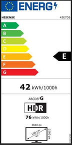 E7DS Series 4K QLED Smart TV 43in Dolby Vision IQ