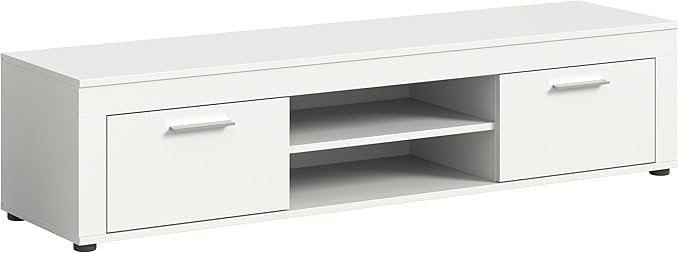 Jam X8BA9T30 63in Wide Lowboard TV Stand White Melamine