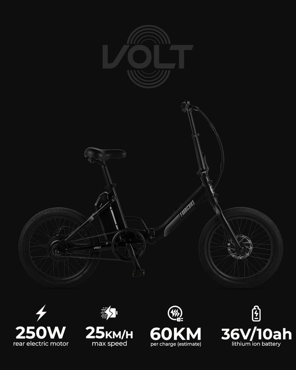 Volt Folding Electric Bike 250W Motor 36V 10Ah Removable Battery 20in
