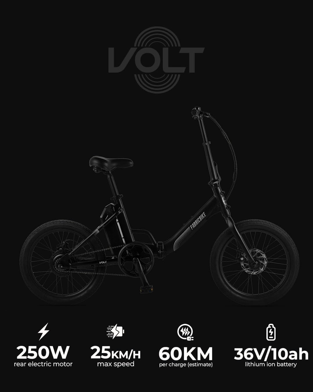 Volt Folding Electric Bike 250W Motor 36V 10Ah Removable Battery 20in