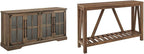 Farmhouse Barn Door TV Stand and Entryway Table Set 58in Rustic Oak