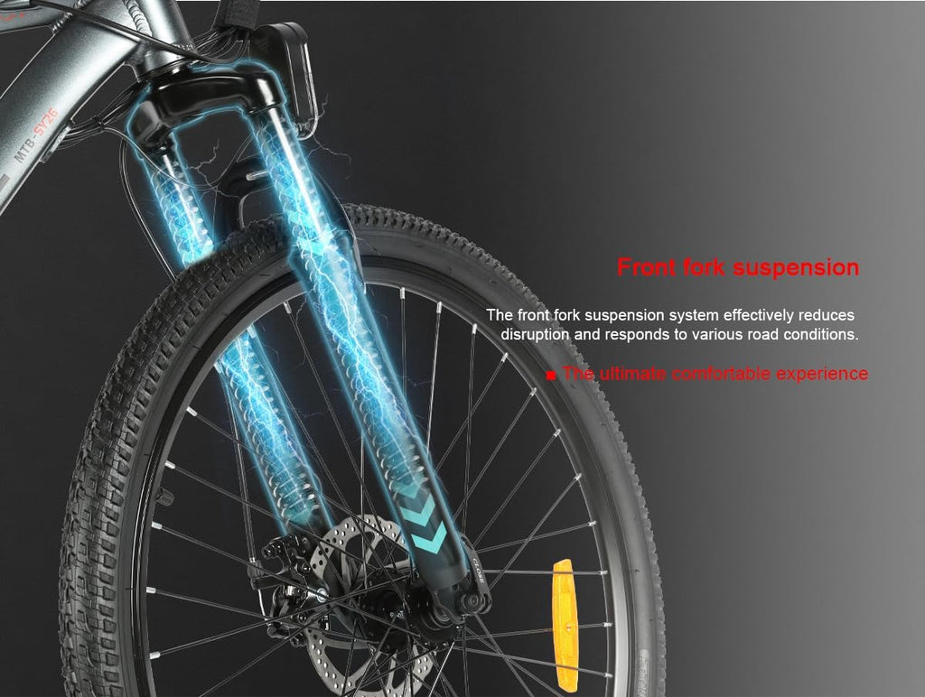 Electric Mountain Bike 26in 36V 13Ah Dual Suspension Disc Brake Black