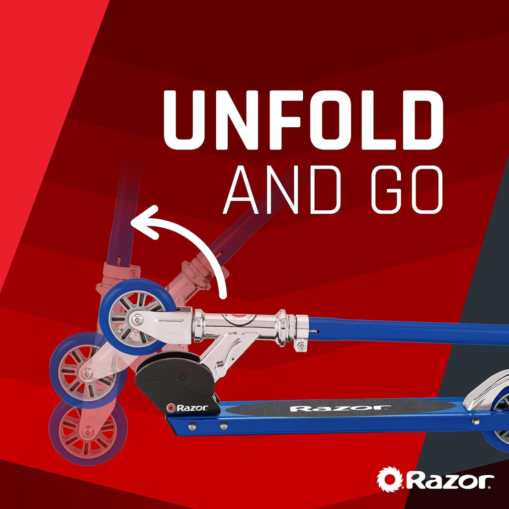 S Sport Kick Scooter Foldable for Ages 6 Plus Blue