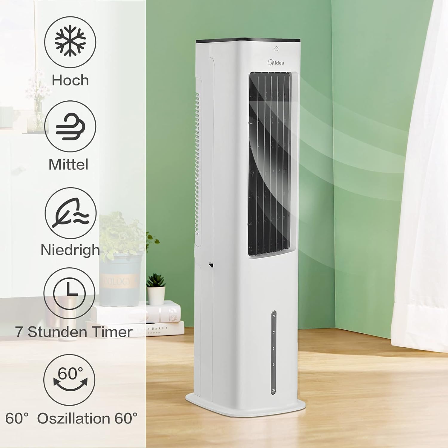 Silent Air Cooler Pro Tower Evaporative Air Cooler 5L White