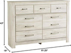 Farmhouse 7 Drawer Dresser and Nightstand Set Whitewash
