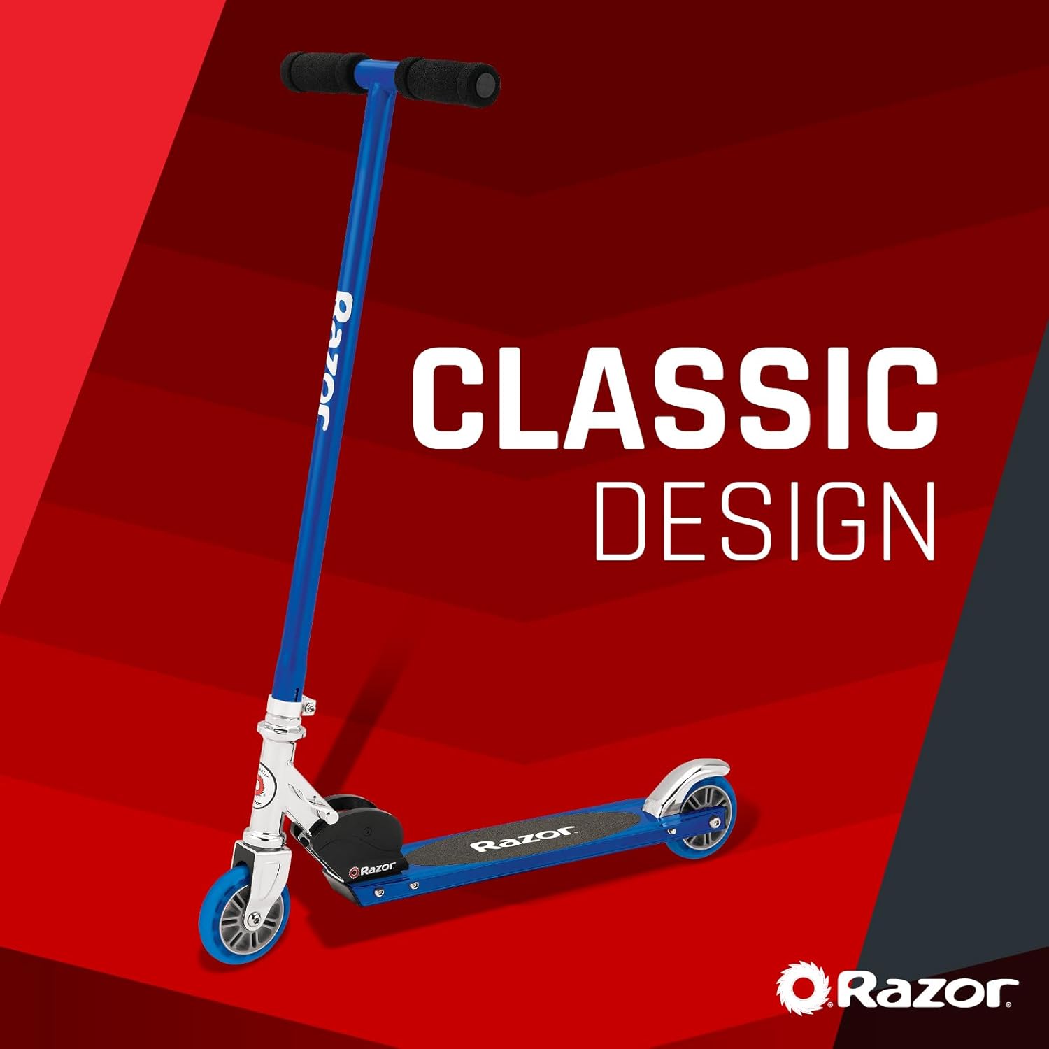 S Sport Kick Scooter Foldable for Ages 6 Plus Blue