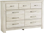 Farmhouse 7 Drawer Dresser and Nightstand Set Whitewash