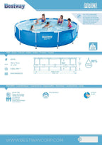 Steel Pro Frame Pool 366 x 76 cm Round Blue