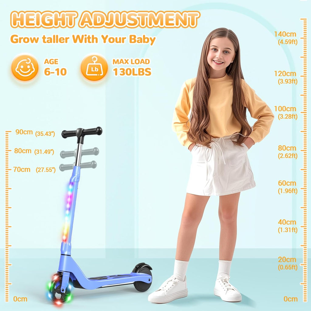 Electric Scooter for Children 5.3in LED Lights 3 Adjustable Heights Blue