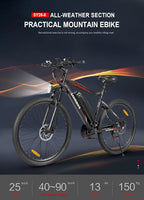 Electric Mountain Bike 26in 36V 13Ah Dual Suspension Disc Brake Black