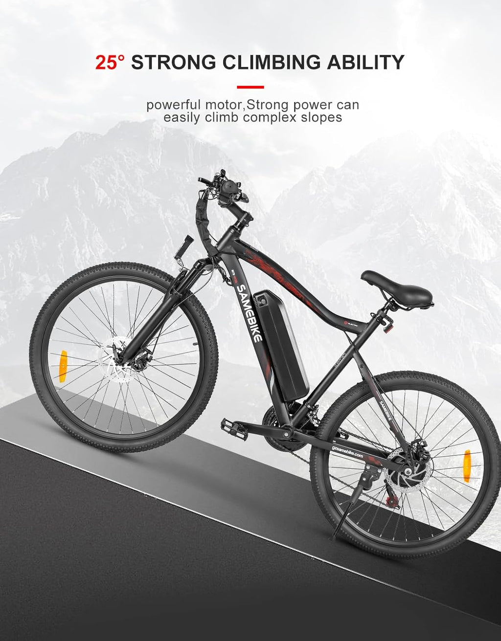 Electric Mountain Bike 26in 36V 13Ah Dual Suspension Disc Brake Black