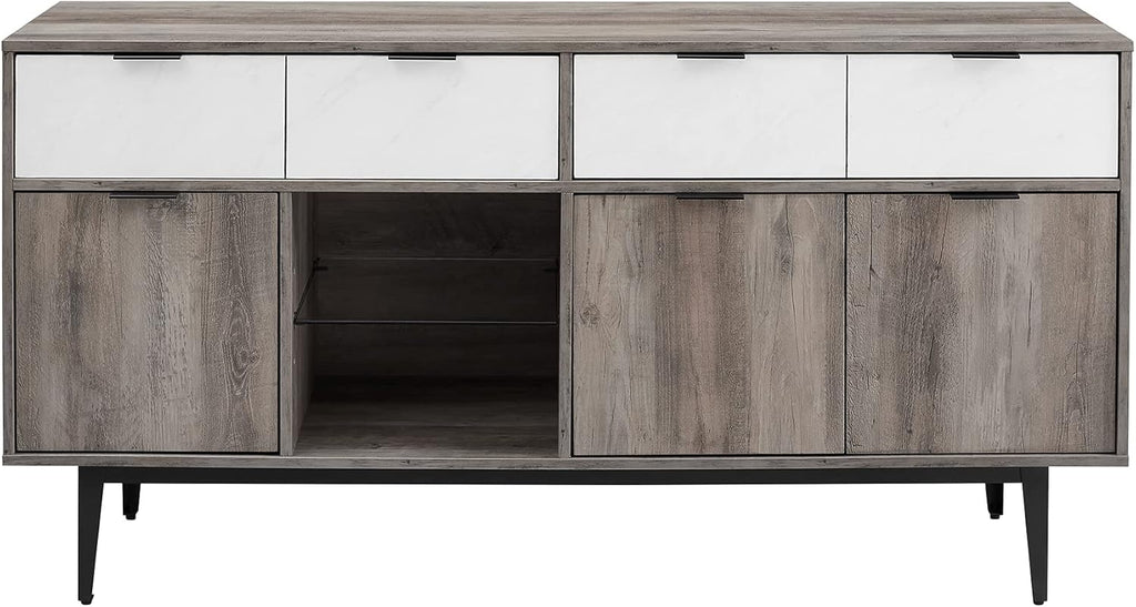 60 In Farmhouse Sideboard 2 Drawer 3 Door Grey Wash