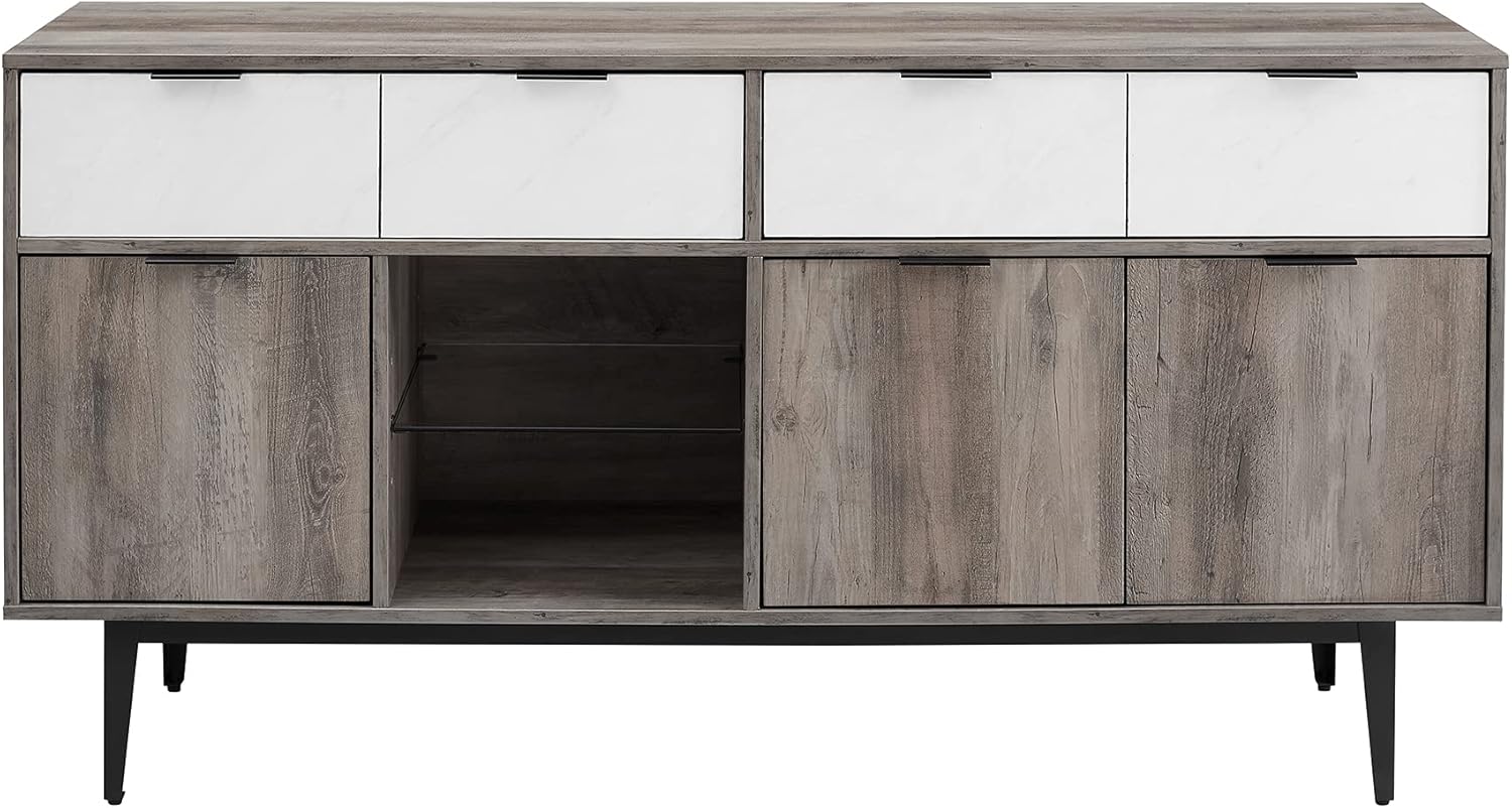 60 In Farmhouse Sideboard 2 Drawer 3 Door Grey Wash