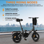 T16 PRO 14-Inch Foldable Electric Bike 400W Motor 20MPH 25-Mile Range