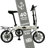 1885 Explorer Folding Electric Bike 250W Motor 25 Mile Range White