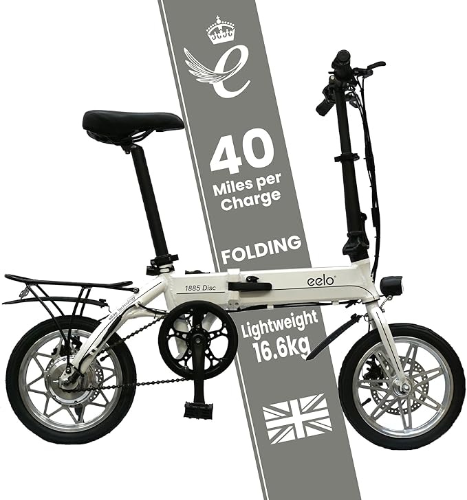 1885 Explorer Folding Electric Bike 250W Motor 25 Mile Range White