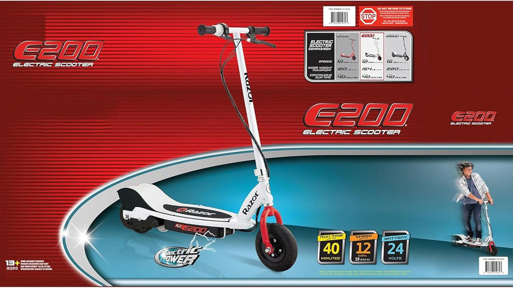 E200 Electric Scooter 12 MPH High-Torque Motor 40 Min Ride Time White