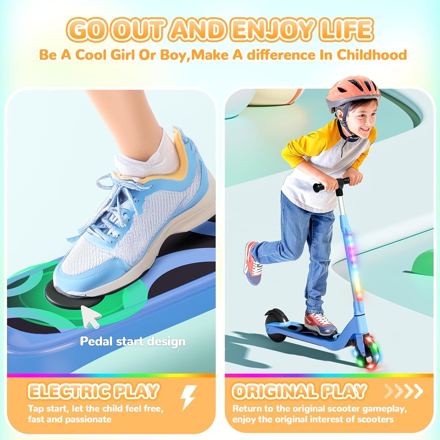 Electric Scooter for Children 5.3in LED Lights 3 Adjustable Heights Blue