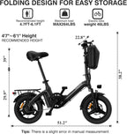T16 PRO 14-Inch Foldable Electric Bike 400W Motor 20MPH 25-Mile Range