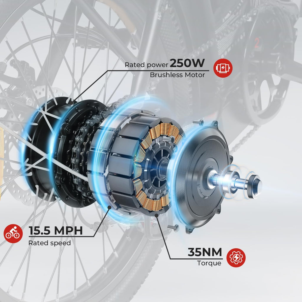 Foldable Electric Bike 20 Inch Fat Tire 7 Speed Dual Shock Absorber