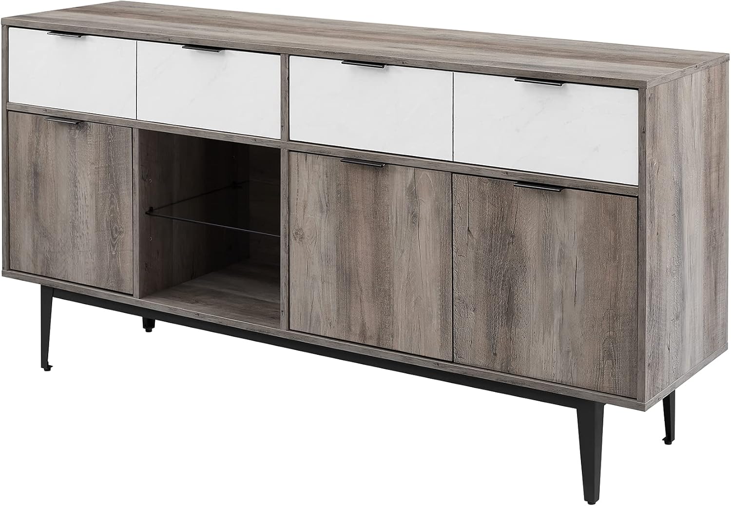 60 In Farmhouse Sideboard 2 Drawer 3 Door Grey Wash
