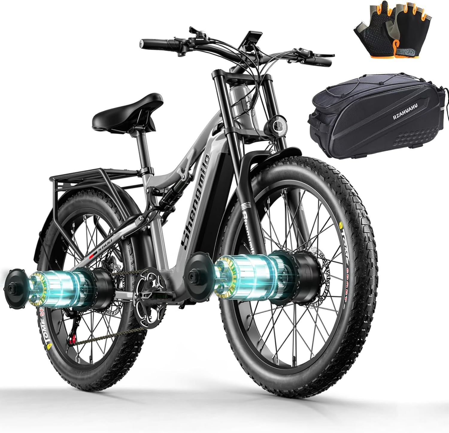 S600 Dual Motor Electric Bike 26in Fat Tire Grey