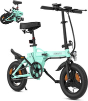 F100 Folding Electric Bike 14in 250W Motor 36V Battery Cyan
