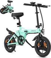 F100 Folding Electric Bike 14in 250W Motor 36V Battery Cyan