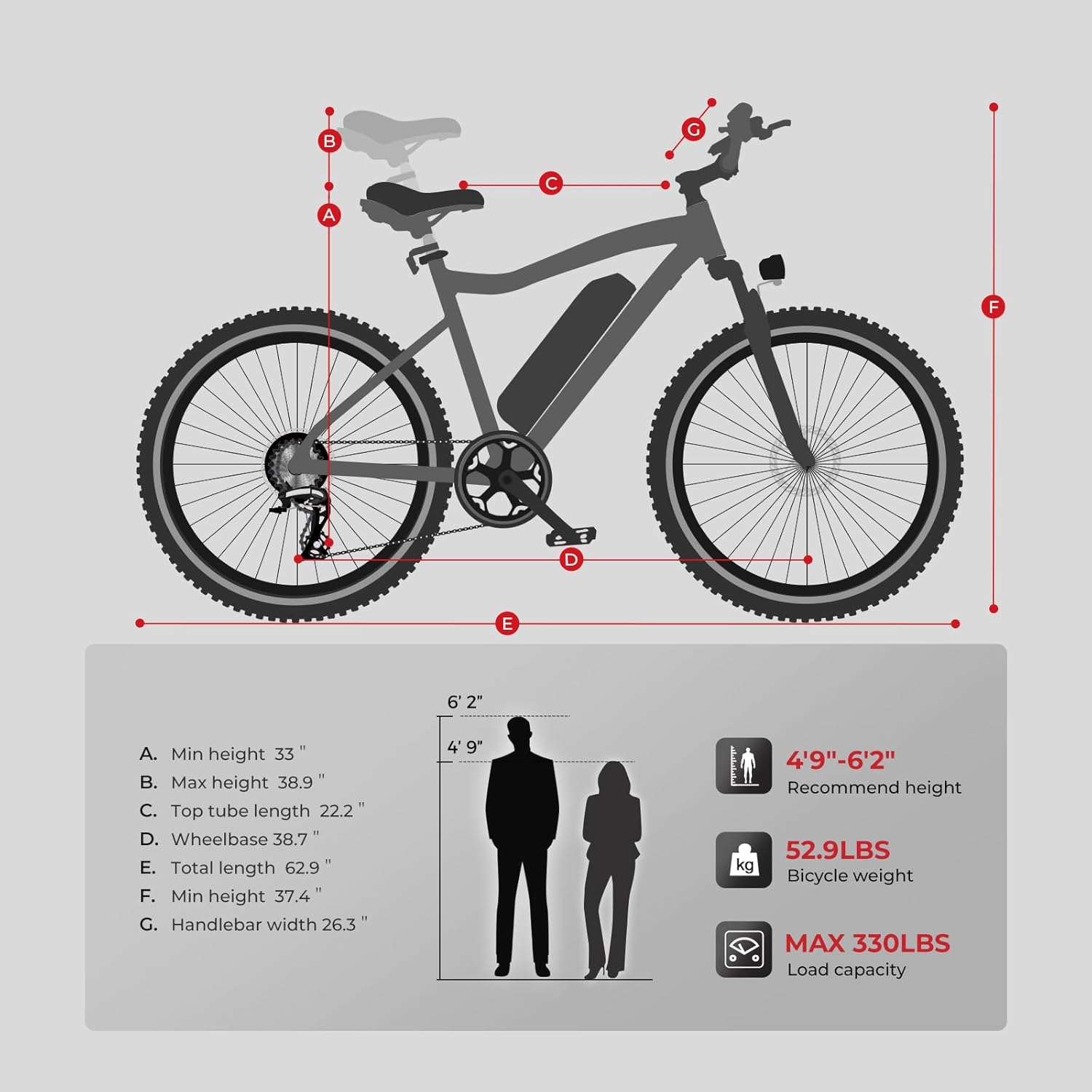 Electric Mountain Bike 24in 250W Motor 36V 13Ah Battery 7-Speed Black