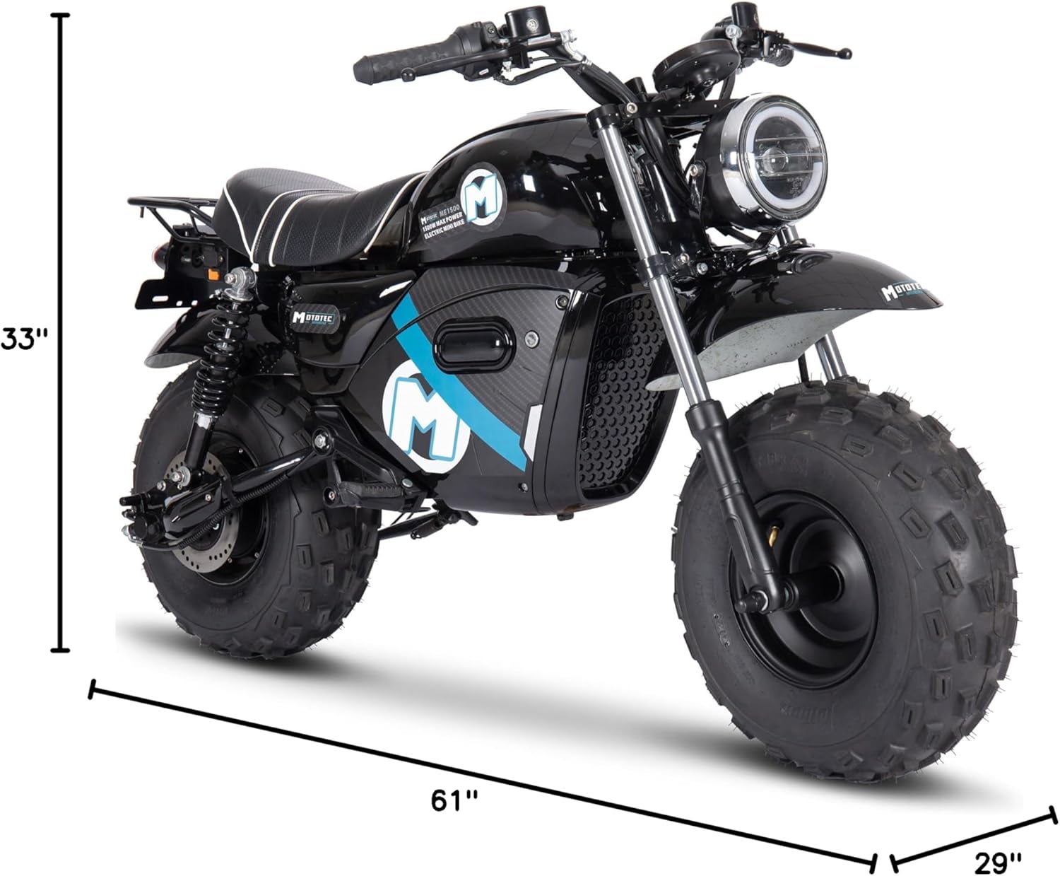 60v 1500w Electric Powered Mini Bike Lithium Black