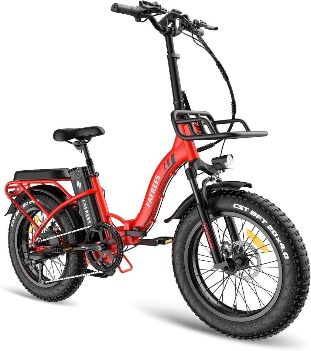 F20 Max Folding Electric Bike 20in Fat Tire 48V 22.5Ah Red