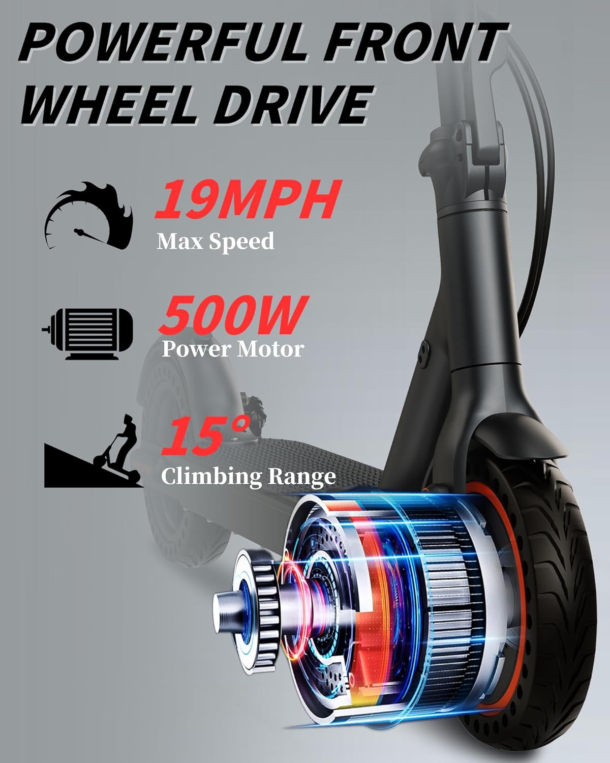 Folding Electric Scooter 500W Motor 8.5/10in Wheels 25km/h Dual Braking