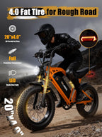 V200 Electric Dirt Bike 52V 20.8Ah Fat Tire 32MPH Dual Suspension