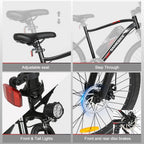 Electric Mountain Bike 24in 250W Motor 36V 13Ah Battery 7-Speed Black