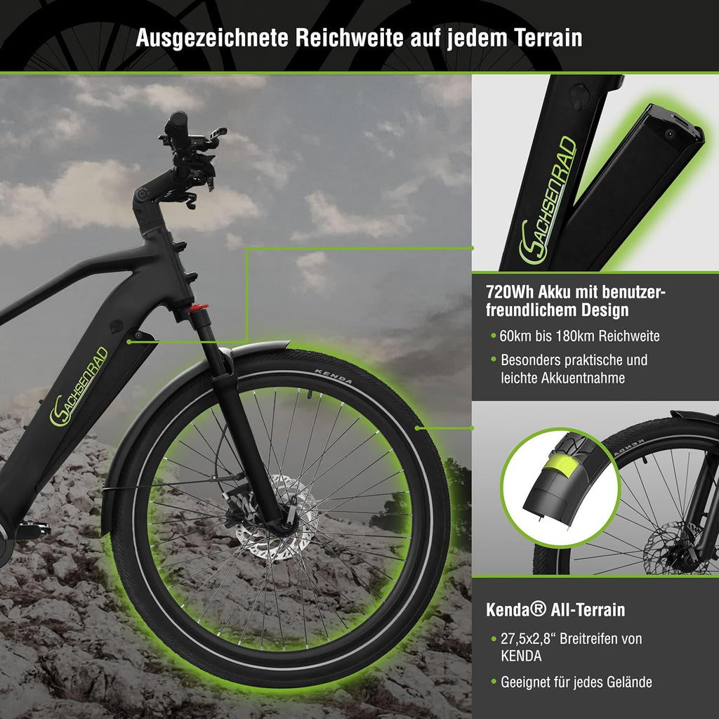 E-SUV Bike R6T Centro 27.5in Electric Bike 720Ah Battery 85Nm Torque Black
