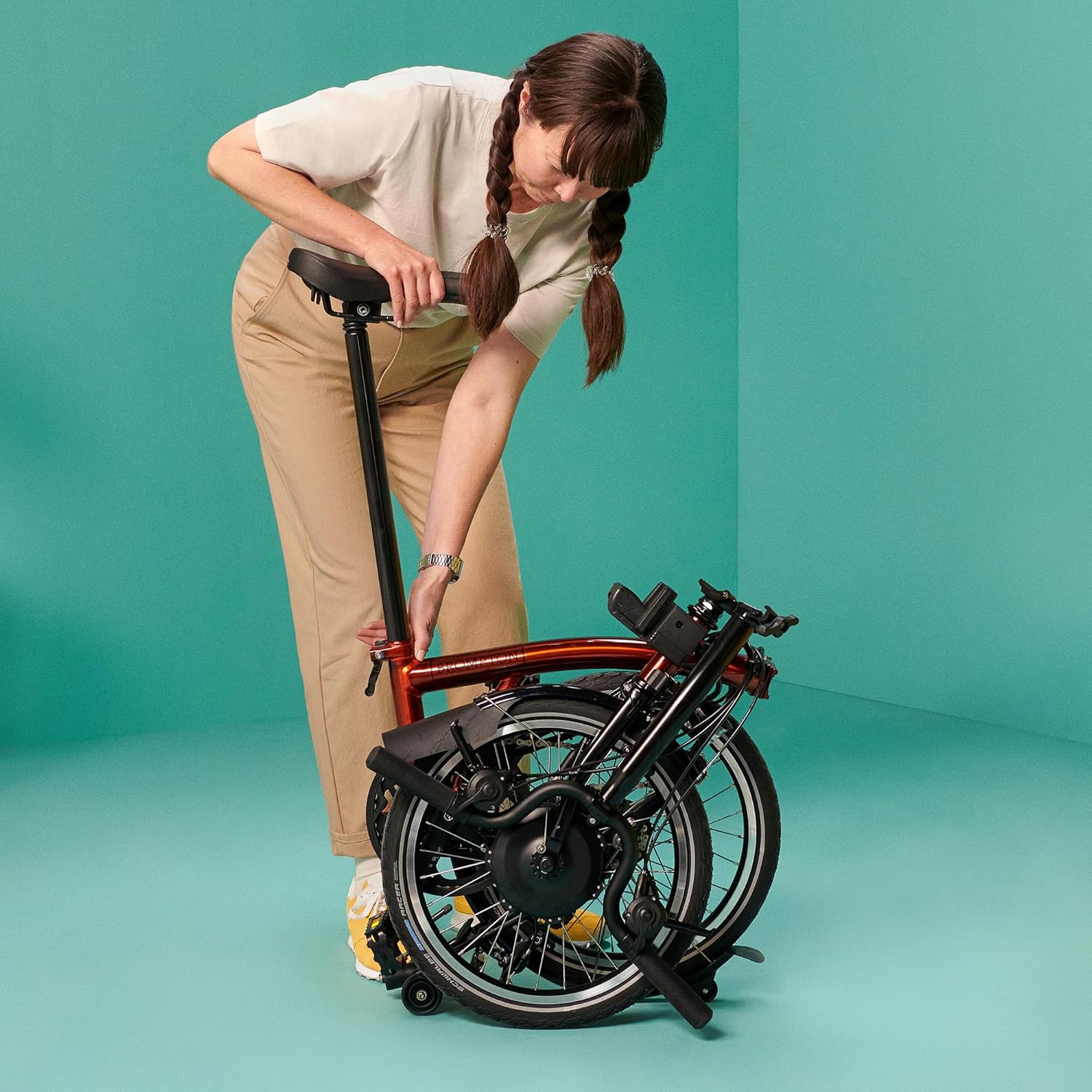 Electric C Line 4-Speed Folding E-Bike 45mi Range Flame Lacquer