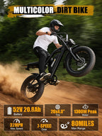 V200 Electric Dirt Bike 52V 20.8Ah Fat Tire 32MPH Dual Suspension