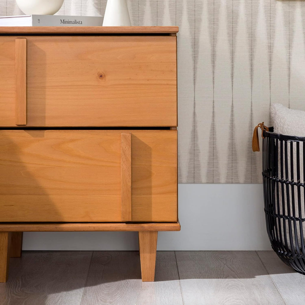 Sprague Contemporary Detailed Drawer Solid Wood Nightstand 20 Inch Caramel
