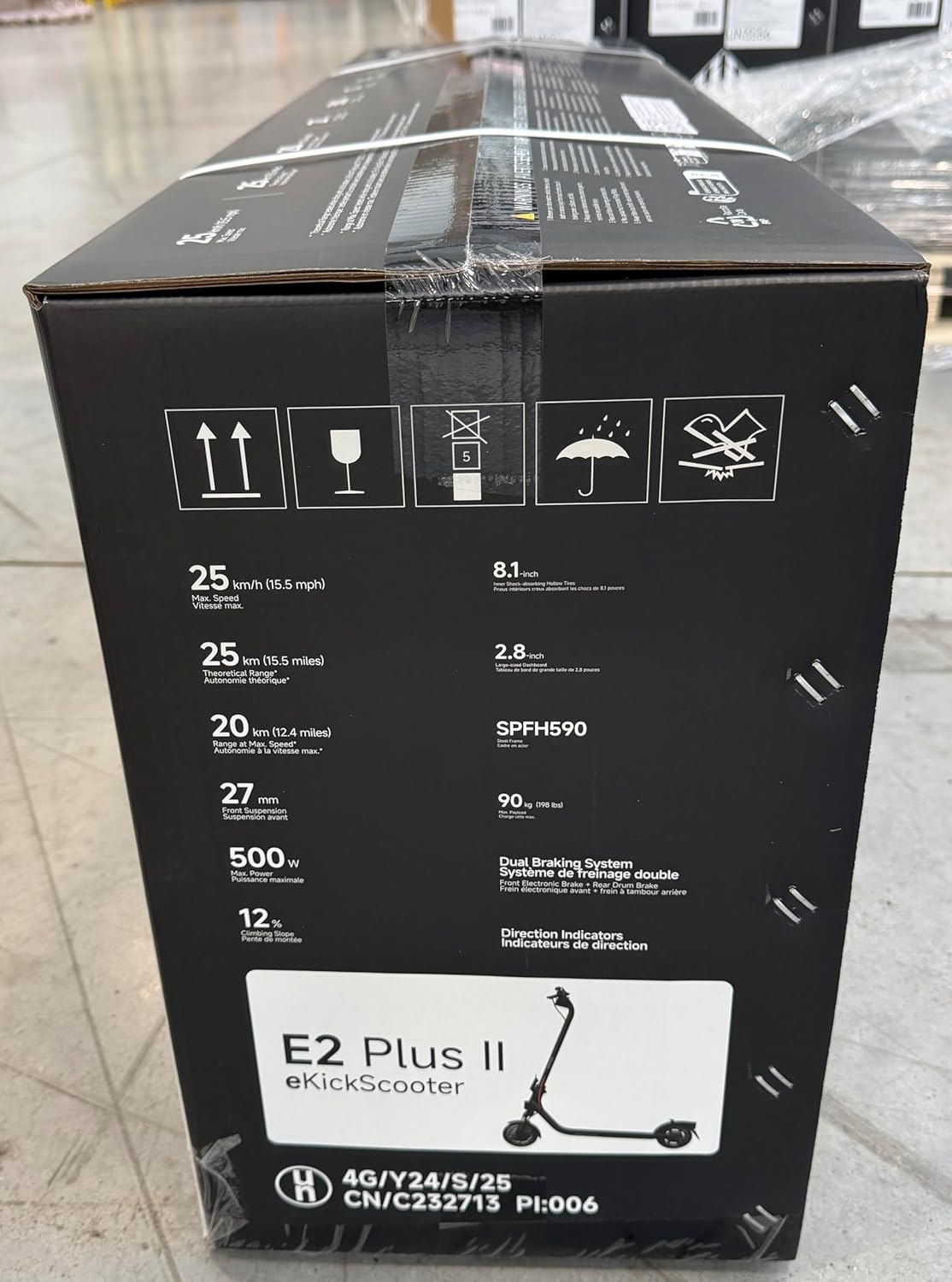 E2 Plus E II Electric Scooter 25km Range Black