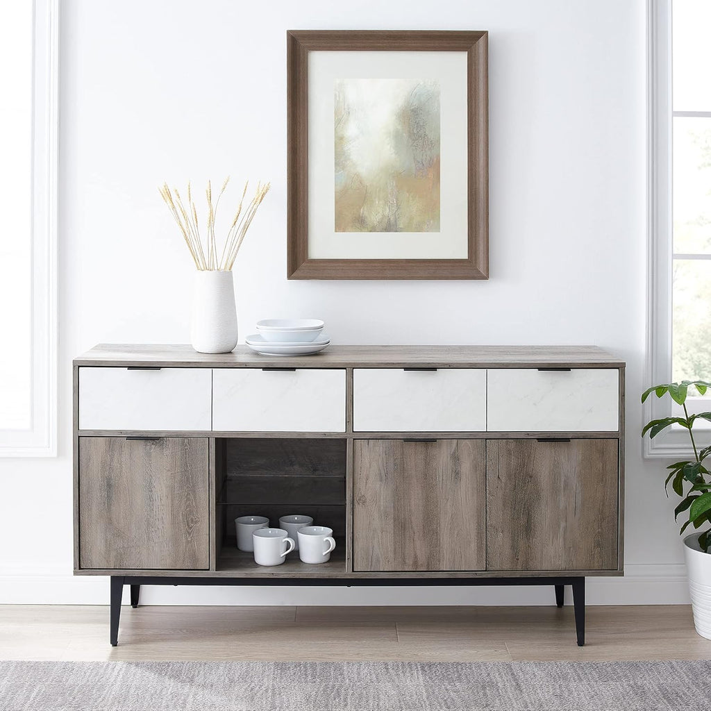 60 In Farmhouse Sideboard 2 Drawer 3 Door Grey Wash