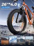 M26-2 Pro Electric Fat Bike 26in 250W Motor 48V 13Ah Orange