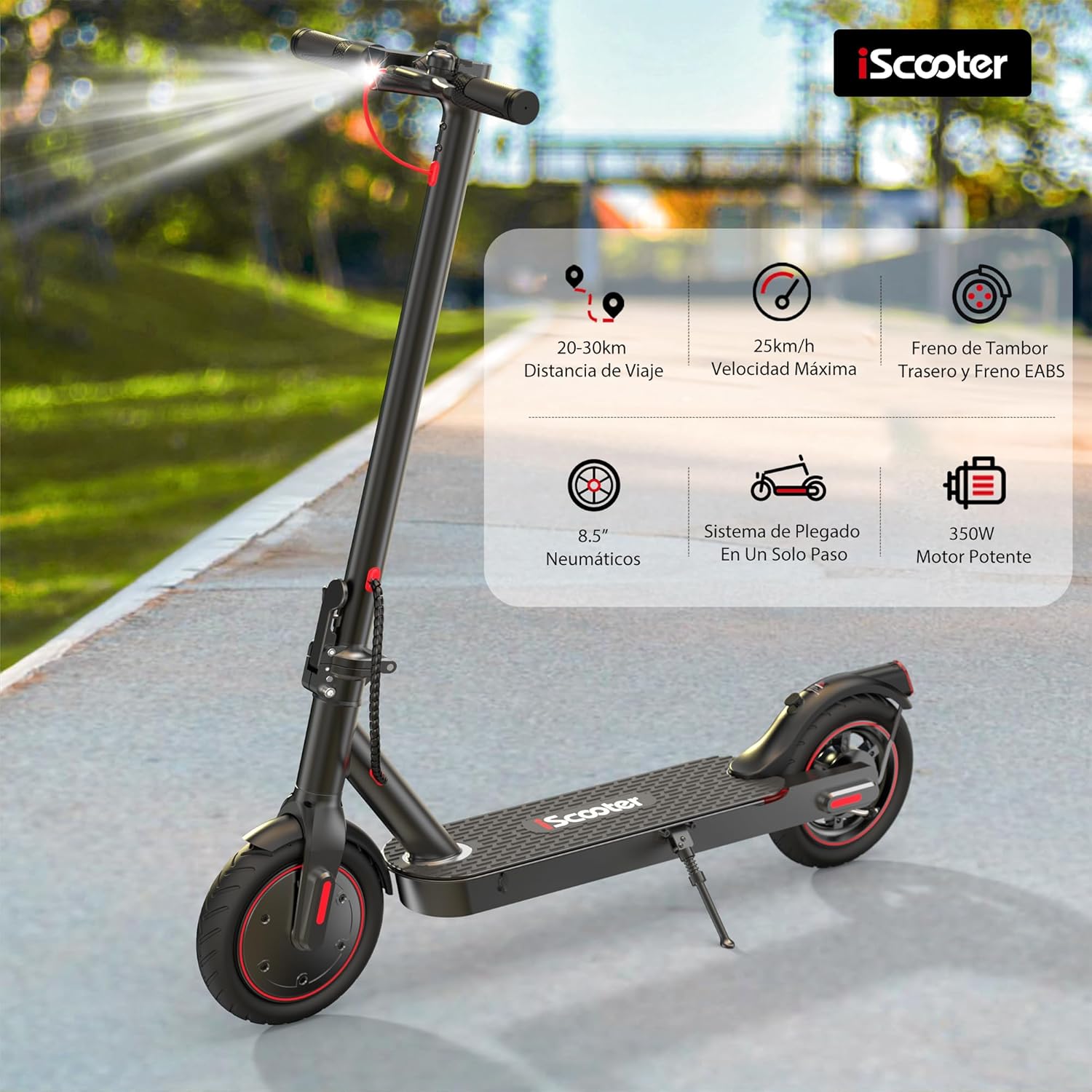 Adult Folding Electric Scooter 36V 5200mAh 8.5in Red