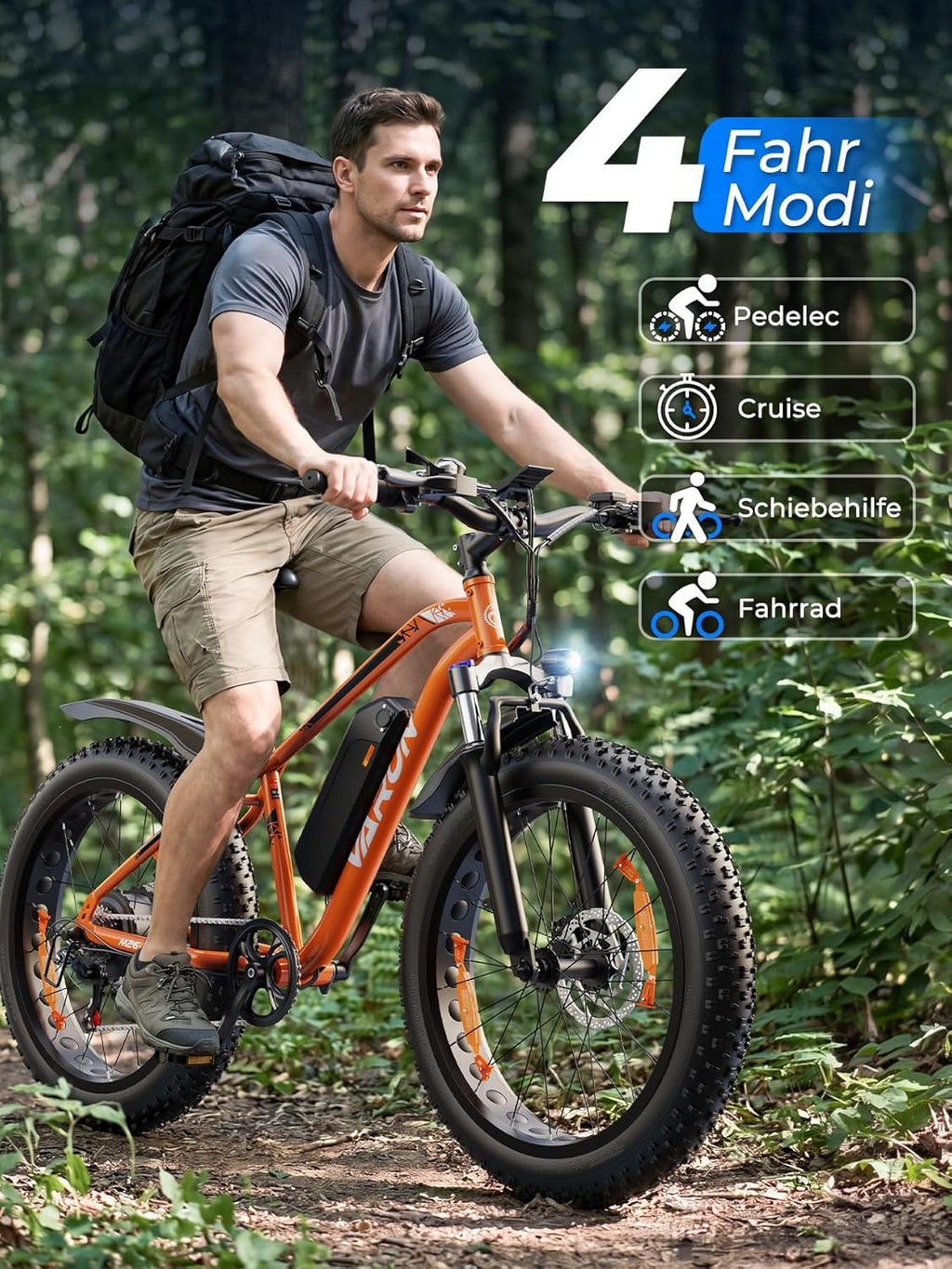 M26-2 Pro Electric Fat Bike 26in 250W Motor 48V 13Ah Orange