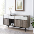60 In Farmhouse Sideboard 2 Drawer 3 Door Grey Wash