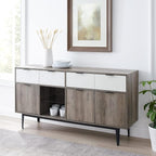 60 In Farmhouse Sideboard 2 Drawer 3 Door Grey Wash