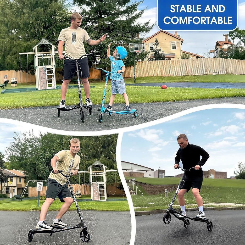 W-SP03 3 Wheel Foldable Swing Scooter Adjustable Handle 220 Lbs